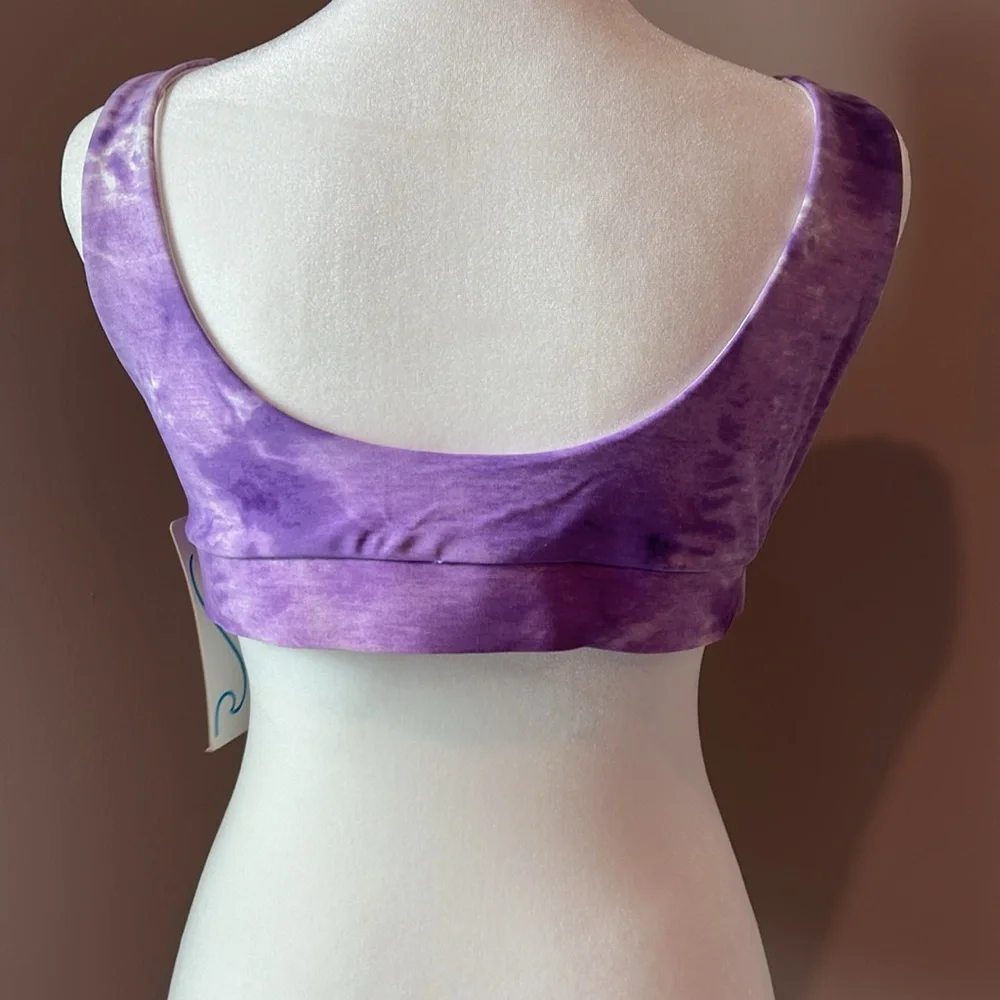 New! Demi’s Swimwear Purple Orchid Tie-Dye Women's Crop Bathing Suit Top XL